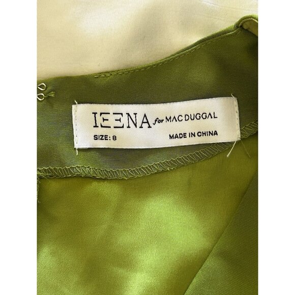 Mac Duggal Ieena Green Cut Out Rhinestone Puff Sleeve Formal Gown Size 8 NWT - Picture 6 of 10